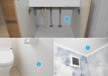 洗面台・トイレの防カビコーティング施工箇所